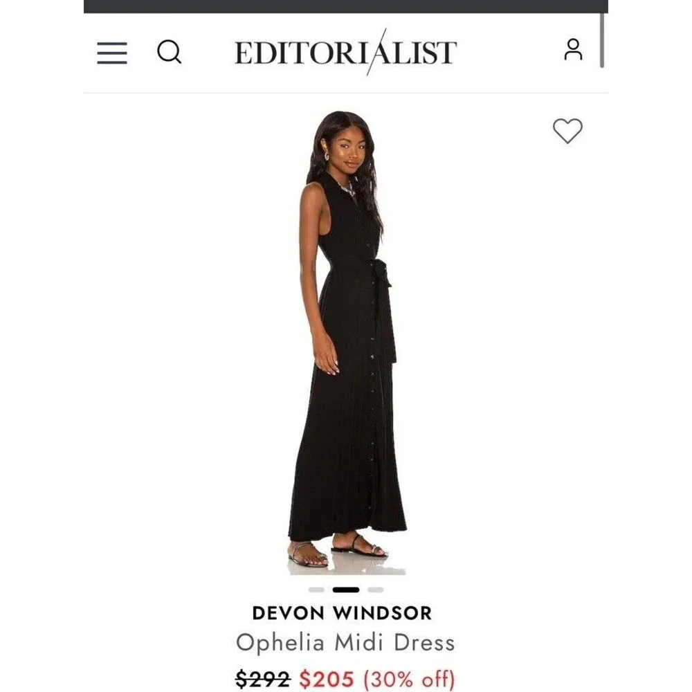 DEVON WINDSOR OPHELIA MIDI DRESS COLOR BLACK SIZE S REVOLVE - Picture 1 of 5